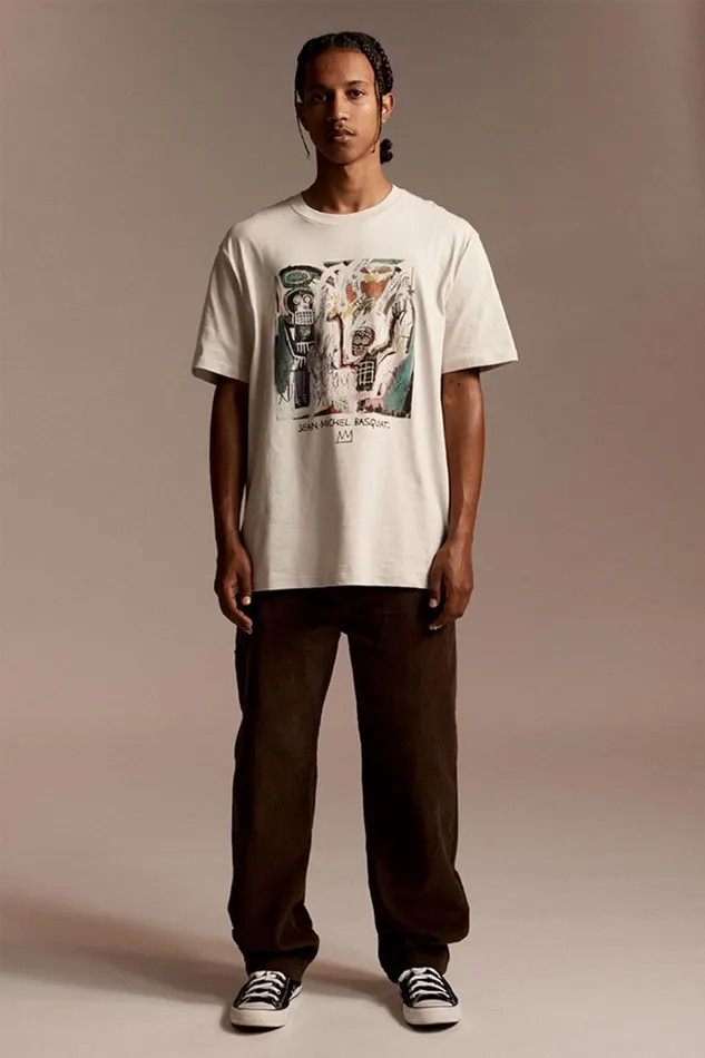 Men Tees and Tanks Cotton On Basquiat Loose Fit TShirt Lcn Bsq Whitebaptism
