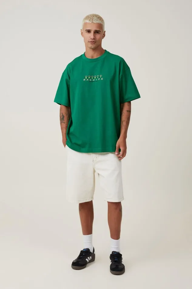 Men Tees and Tanks Cotton On Box Fit Graphic TShirt Shock Green Spirit Machine Men Tees and Tanks Cotton On Box Fit Graphic TShirt Shock Green Spirit Machine