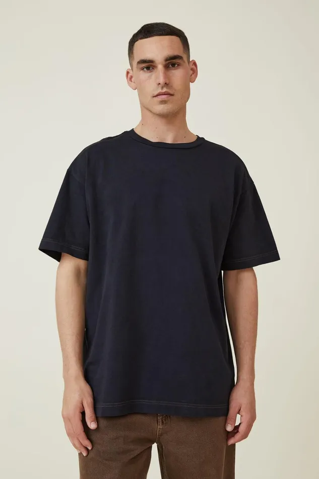 Men Tees and Tanks Cotton On Box Fit Plain TShirt Black