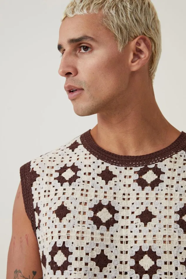 Men Tees and Tanks Cotton On Crochet Muscle Patchwork Men Tees and Tanks Cotton On Crochet Muscle Patchwork