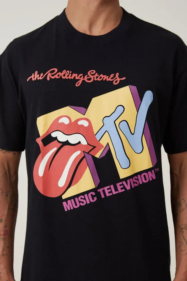 Men Tees and Tanks Cotton On Mtv X Rolling Stones Loose Fit TShirt Lcn Bra Blackmash Up Logo Men Tees and Tanks Cotton On Mtv X Rolling Stones Loose Fit TShirt Lcn Bra Blackmash Up Logo
