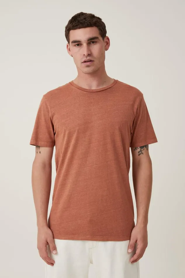 Men Tees and Tanks Cotton On Organic Regular Fit Crew TShirt Terracotta