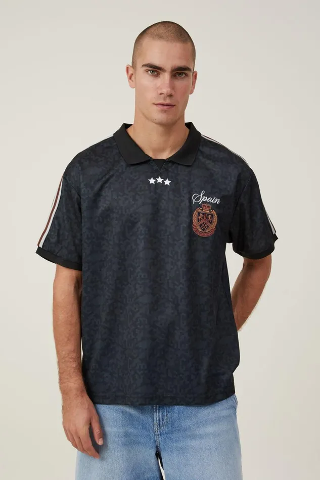 Men Tees and Tanks Cotton On Soccer Jersey Blackspain Crest