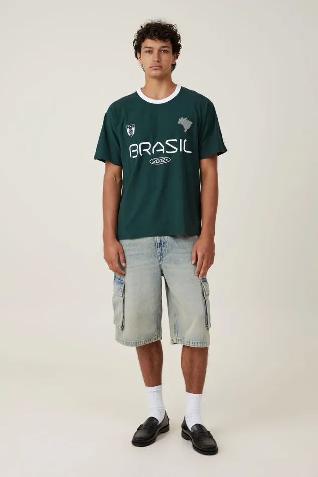 Men Tees and Tanks Cotton On Soccer TShirt Pineneedle Greenwhitebrazil Men Tees and Tanks Cotton On Soccer TShirt Pineneedle Greenwhitebrazil