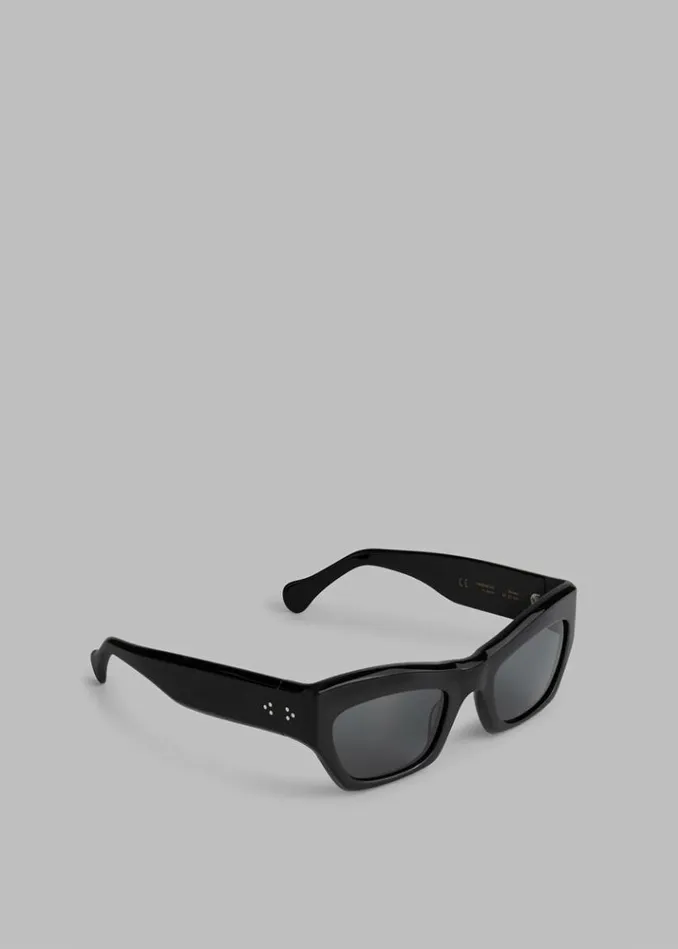 Men The Frankie Shop Port Tanger Ayreen Sunglasses 8211 Black AcetateBlack Lens Black Acetateblack Lens