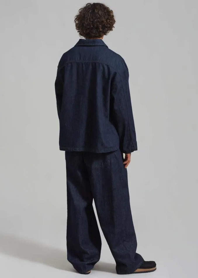 Men The Frankie Shop Ray Popover Denim Shirt 8211 Raw Wash Raw Wash