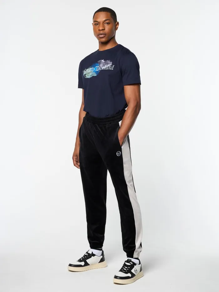 Men Tracksuits Sergio Tacchini Cielo Velour Track Pant Black Beauty