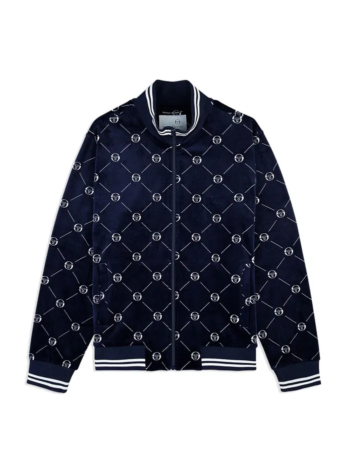 Men Tracksuits Sergio Tacchini Cosimo Velour Track Jacket Maritime Blue