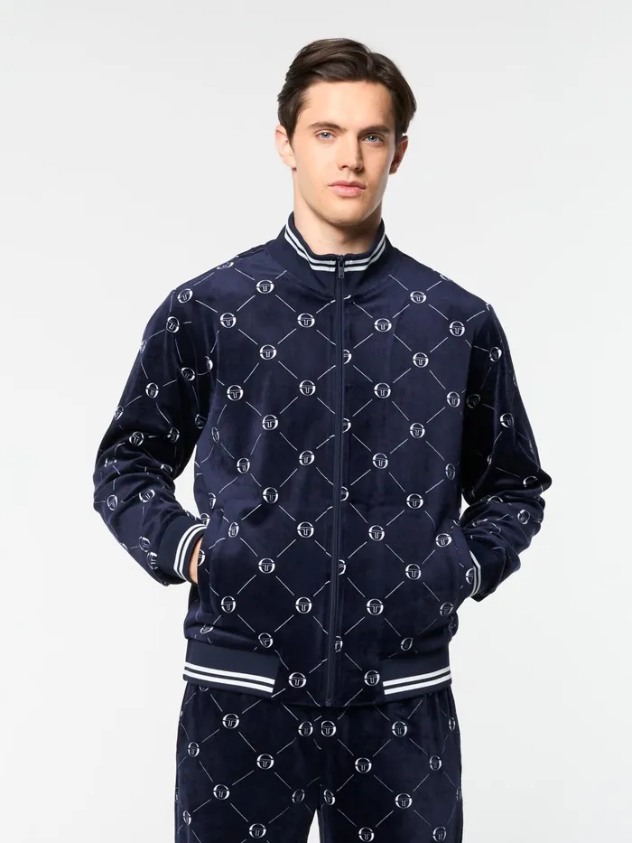 Men Tracksuits Sergio Tacchini Cosimo Velour Track Jacket Maritime Blue