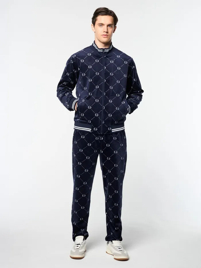Men Tracksuits Sergio Tacchini Cosimo Velour Track Jacket Maritime Blue