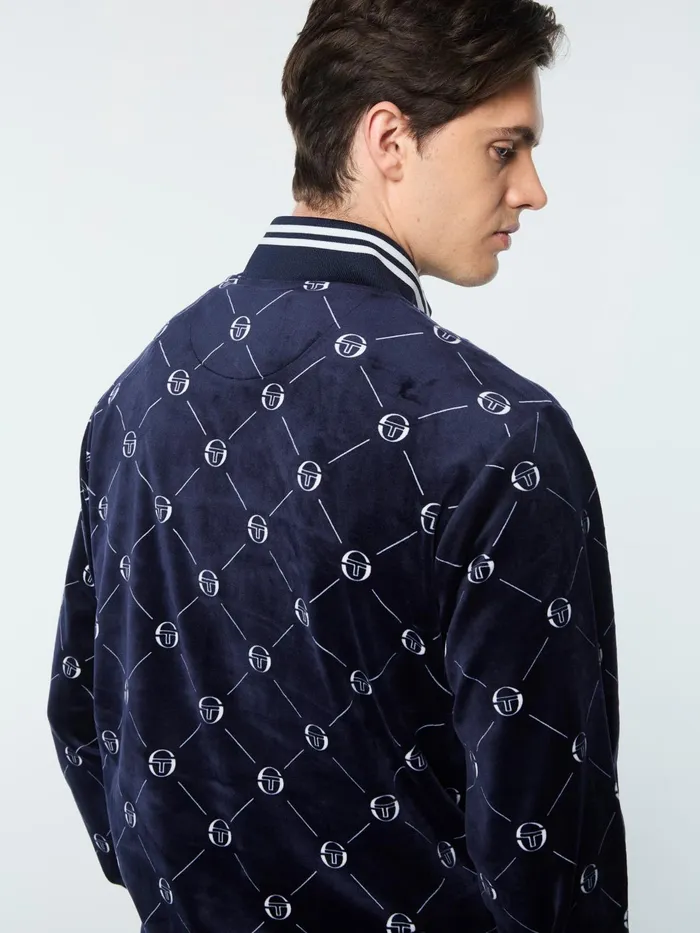 Men Tracksuits Sergio Tacchini Cosimo Velour Track Jacket Maritime Blue