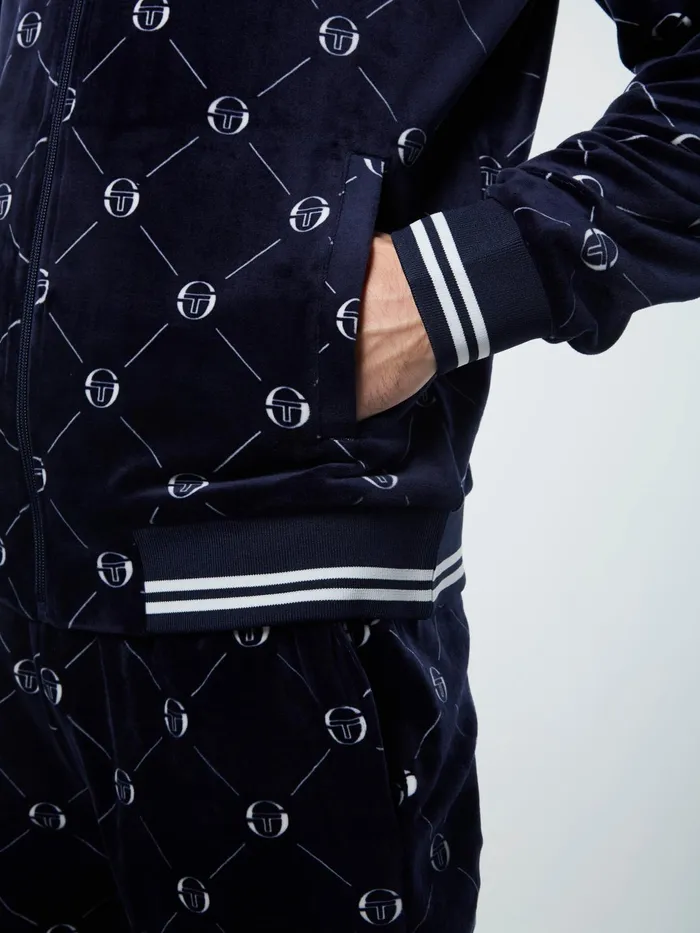 Men Tracksuits Sergio Tacchini Cosimo Velour Track Jacket Maritime Blue