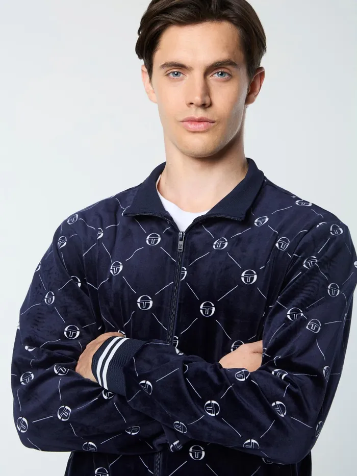 Men Tracksuits Sergio Tacchini Cosimo Velour Track Jacket Maritime Blue
