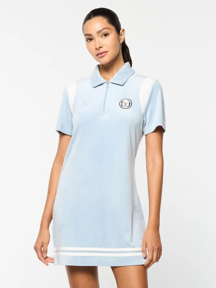Men Velour Sergio Tacchini Veneto Velour Polo Mini Dress Celestial Blue