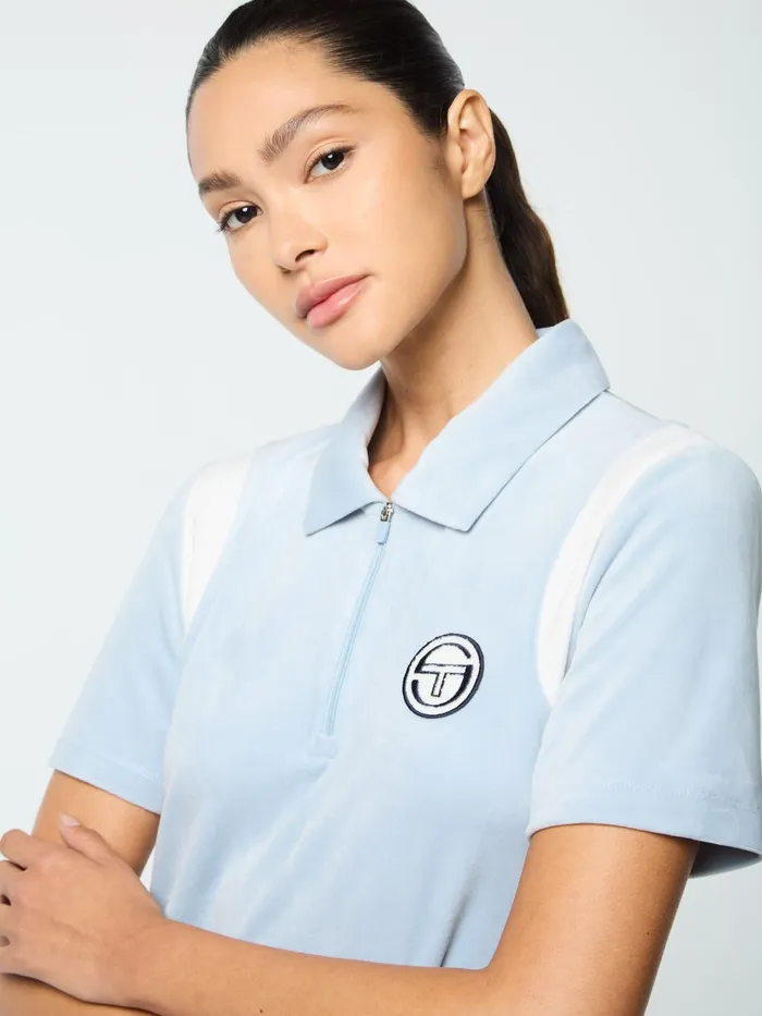 Men Velour Sergio Tacchini Veneto Velour Polo Mini Dress Celestial Blue
