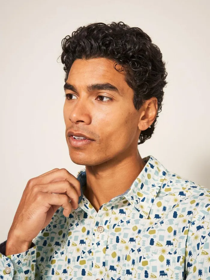 Men White Stuff Shirts Antique Printed Shirt Natural Multi Men White Stuff Shirts Antique Printed Shirt Natural Multi