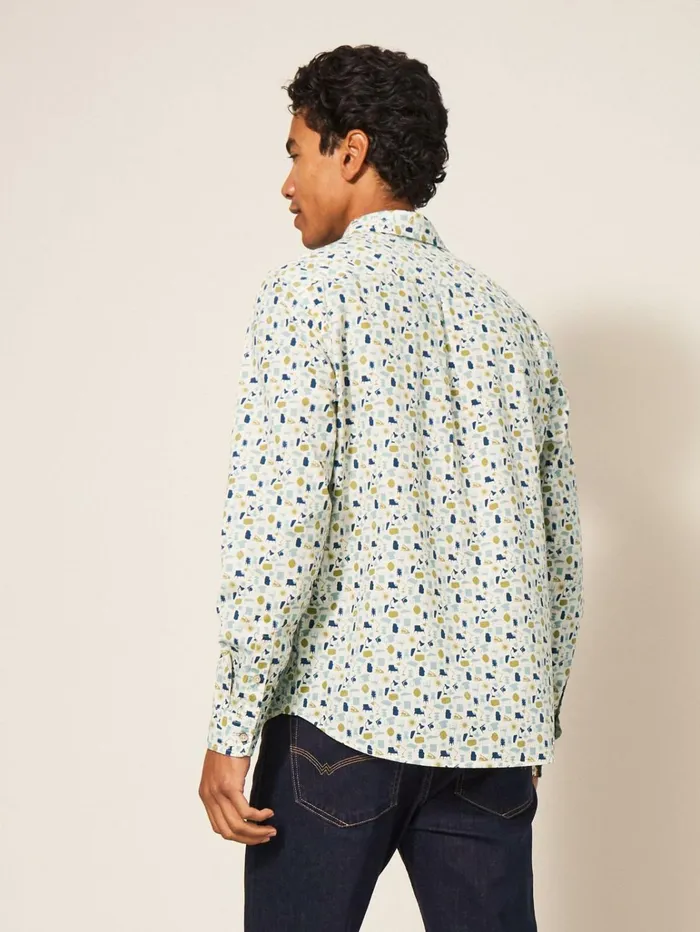 Men White Stuff Shirts Antique Printed Shirt Natural Multi Men White Stuff Shirts Antique Printed Shirt Natural Multi