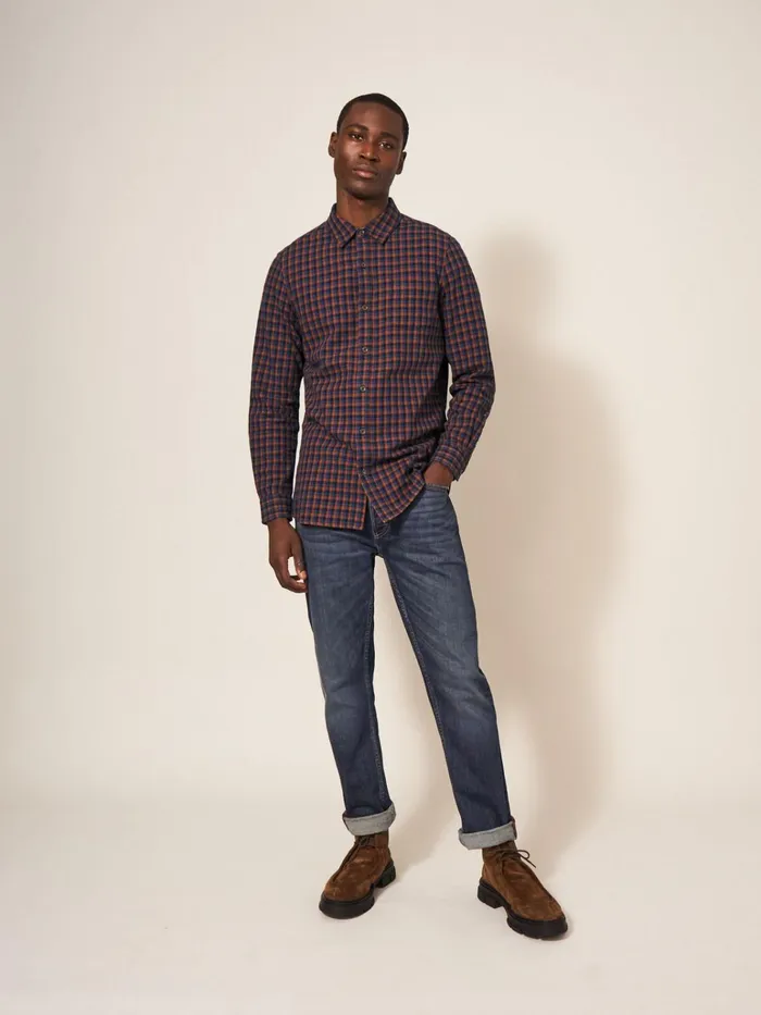 Men White Stuff Shirts Checked Twill Shirt Dark Navy Men White Stuff Shirts Checked Twill Shirt Dark Navy