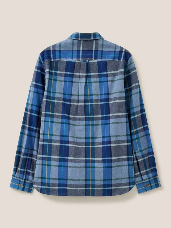 Men White Stuff Shirts Moxley Brushed Check Shirt Mid Blue Men White Stuff Shirts Moxley Brushed Check Shirt Mid Blue