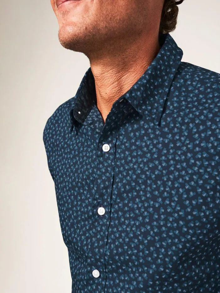 Men White Stuff Shirts Party Geo Printed Shirt Dark Navy Men White Stuff Shirts Party Geo Printed Shirt Dark Navy