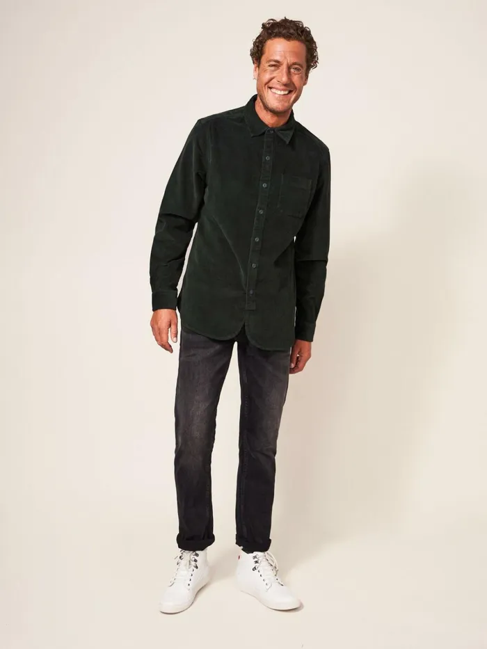 Men White Stuff Shirts Whitwick Cord Shirt Dark Green