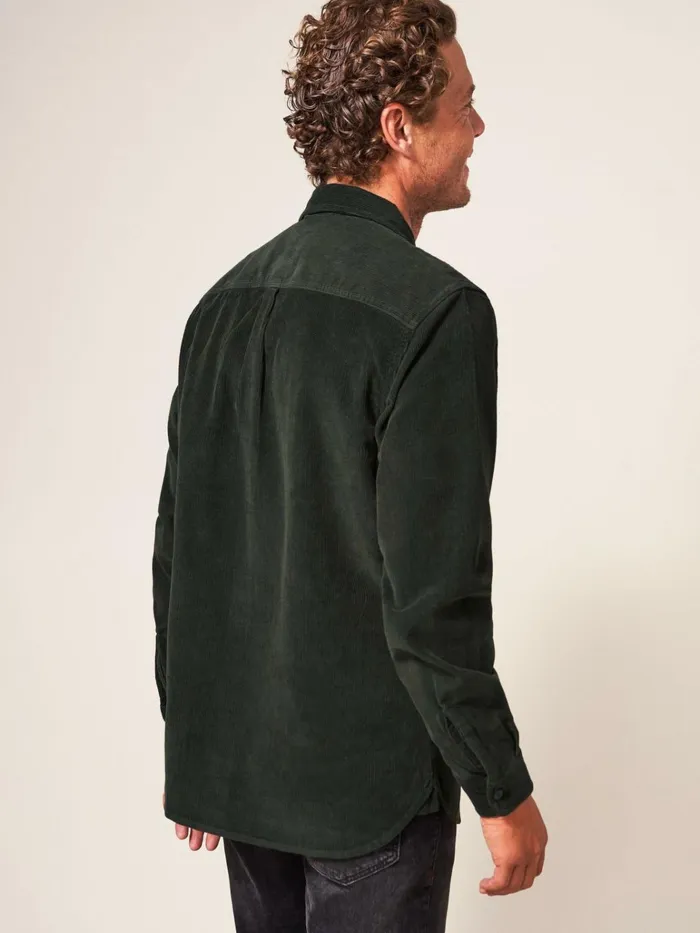Men White Stuff Shirts Whitwick Cord Shirt Dark Green