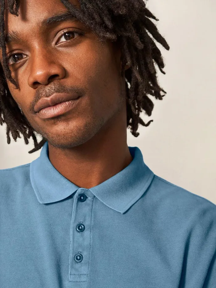 Men White Stuff Tshirts Utility Polo Chambray Blue Men White Stuff Tshirts Utility Polo Chambray Blue