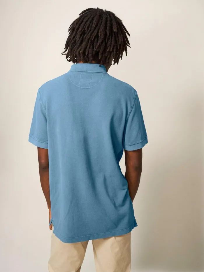 Men White Stuff Tshirts Utility Polo Chambray Blue Men White Stuff Tshirts Utility Polo Chambray Blue