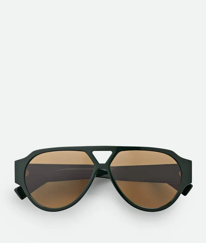 MenWomen Bottega Veneta Sunglasses Soft Aviator Sunglasses Greenbrown