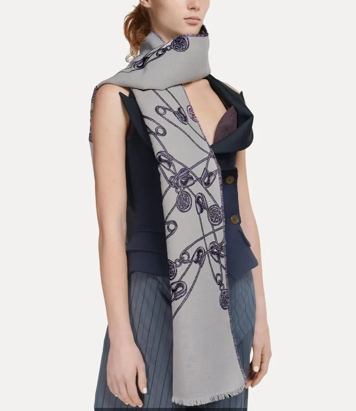 MenWomen Safety Pin Cross Over Scarf Ecru Vivienne Westwood Scarves And Ponchos MenWomen Safety Pin Cross Over Scarf Ecru Vivienne Westwood Scarves And Ponchos