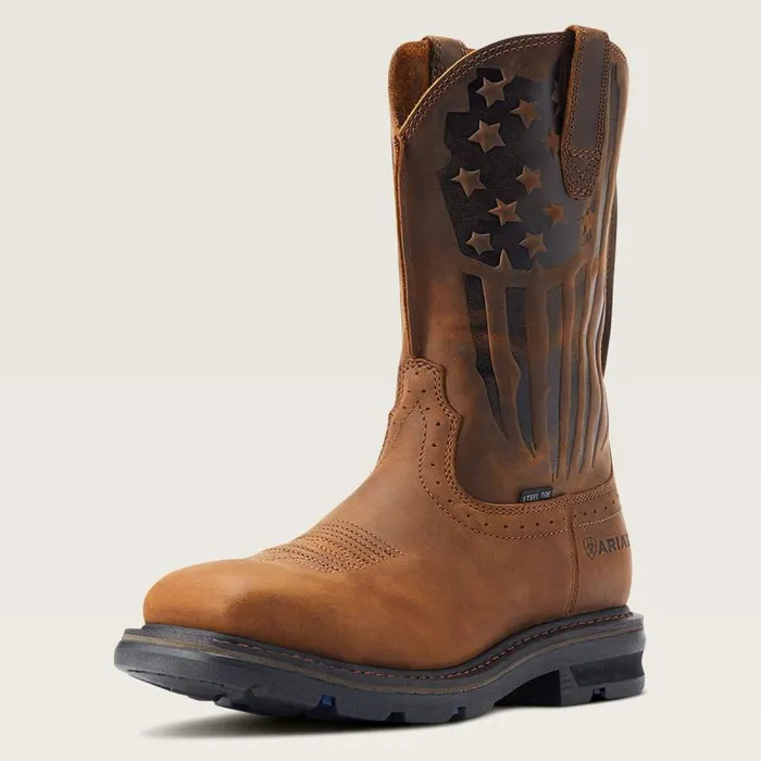 Men Work Boots Ariat Sierra Shock Shield Patriot Steel Toe Work Boot Distressed Brown Men Work Boots Ariat Sierra Shock Shield Patriot Steel Toe Work Boot Distressed Brown