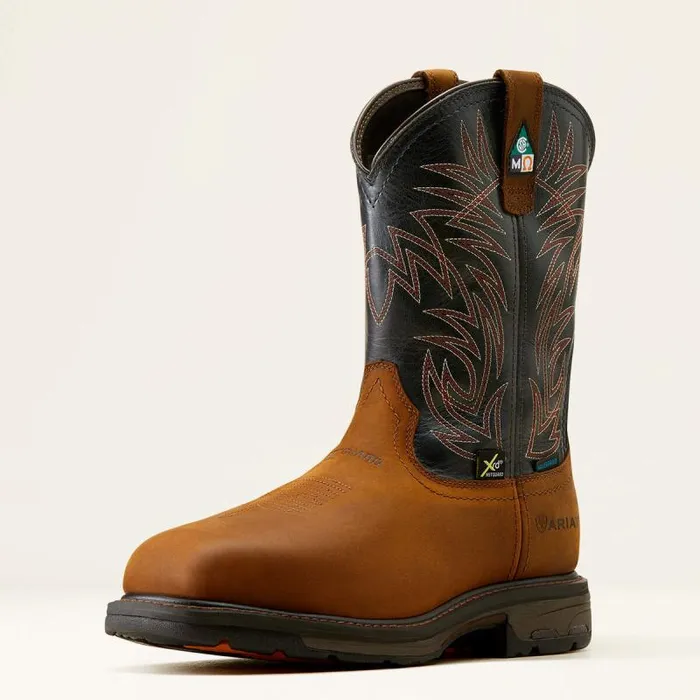 Men Work Boots Ariat WorkHog MetGuard CSA Waterproof Composite Toe Work Boot Dark Coppermidnight Blue Men Work Boots Ariat WorkHog MetGuard CSA Waterproof Composite Toe Work Boot Dark Coppermidnight Blue
