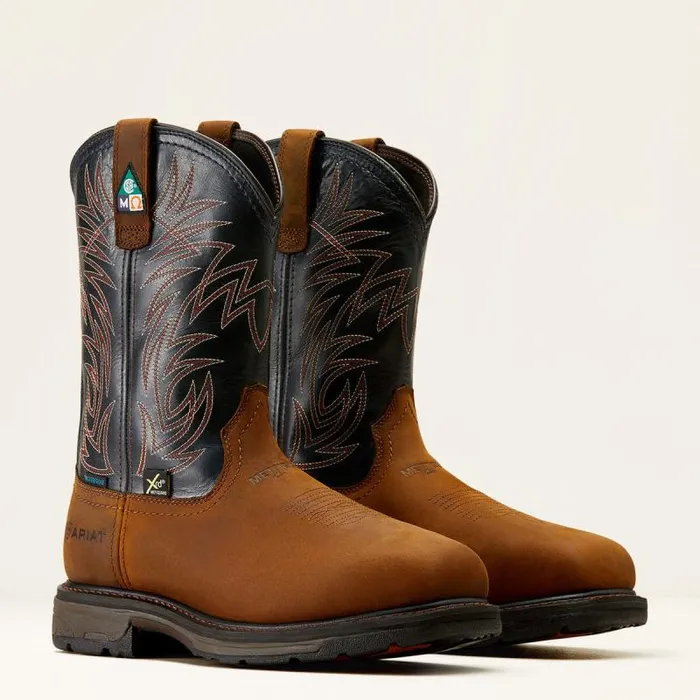 Men Work Boots Ariat WorkHog MetGuard CSA Waterproof Composite Toe Work Boot Dark Coppermidnight Blue Men Work Boots Ariat WorkHog MetGuard CSA Waterproof Composite Toe Work Boot Dark Coppermidnight Blue