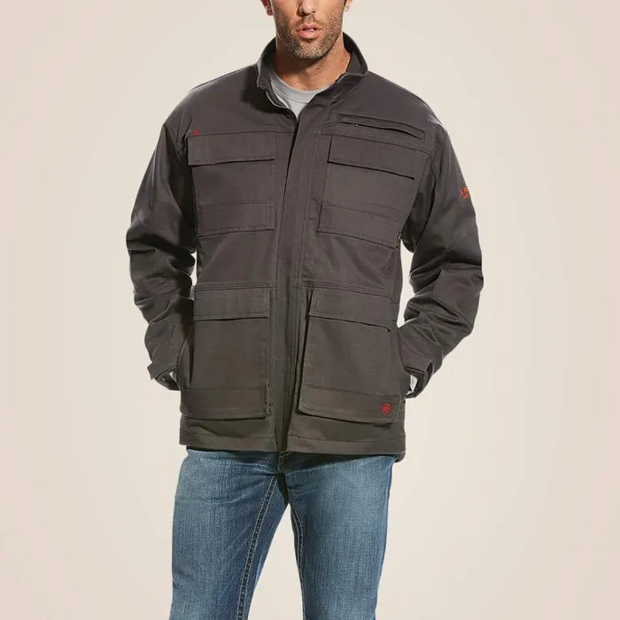 Men Workwear Ariat FR Canvas Stretch Jacket Dark Gray