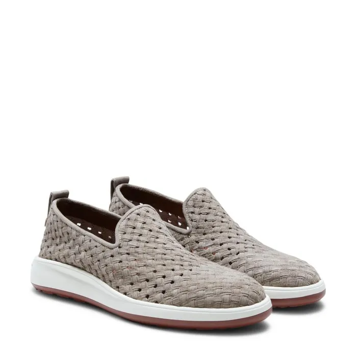 Men Woven Suede Sneaker Dove Grey Fratelli Rossetti Slip On Men Woven Suede Sneaker Dove Grey Fratelli Rossetti Slip On