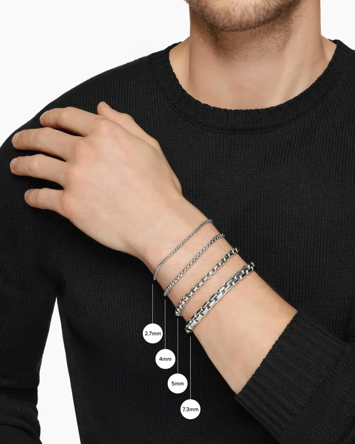 Mens Box Chain Bracelet In Stainless Steel And Sterling Silver 27mm Men David Yurman Chain Mens Box Chain Bracelet In Stainless Steel And Sterling Silver 27mm Men David Yurman Chain