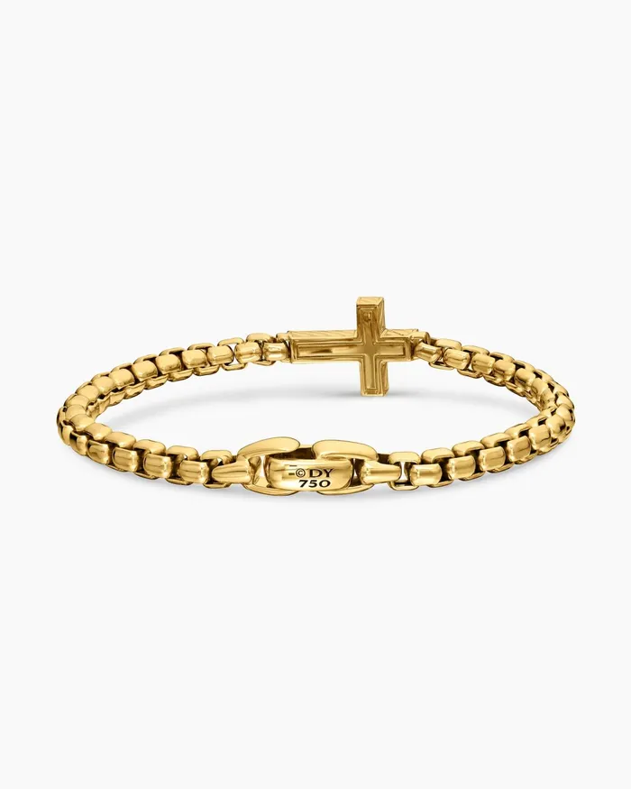 Mens Cross Station Bracelet In 18K Yellow Gold 5mm Men David Yurman Chain Mens Cross Station Bracelet In 18K Yellow Gold 5mm Men David Yurman Chain