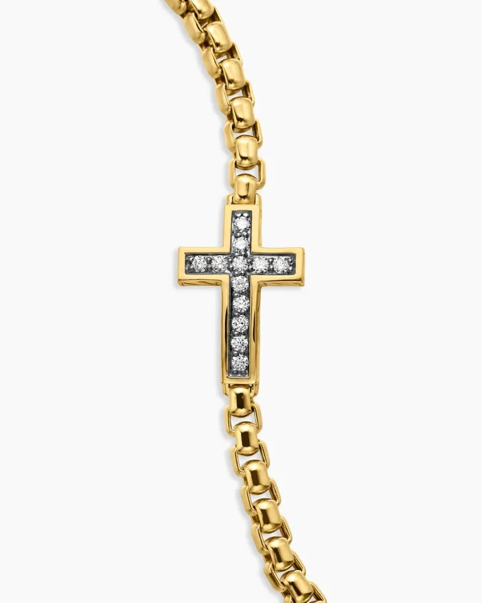 Mens Cross Station Bracelet In 18K Yellow Gold 5mm Men David Yurman Chain Mens Cross Station Bracelet In 18K Yellow Gold 5mm Men David Yurman Chain