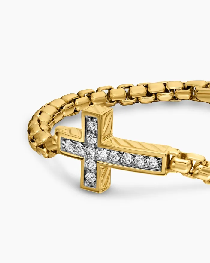 Mens Cross Station Bracelet In 18K Yellow Gold 5mm Men David Yurman Chain Mens Cross Station Bracelet In 18K Yellow Gold 5mm Men David Yurman Chain