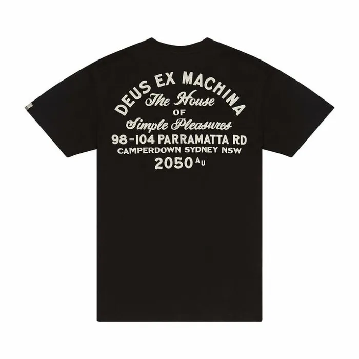 Mens Deus Ex Machina Classics Camperdown Address Tee 8211 Black Black