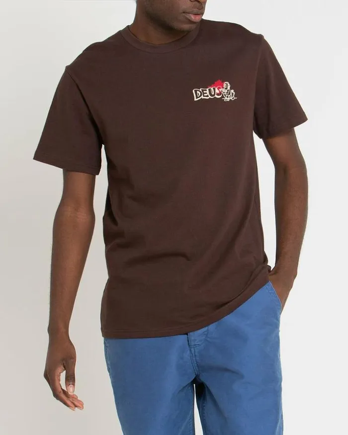 Mens Deus Ex Machina Tees Flash Tee 8211 Choc Brown Choc Brown