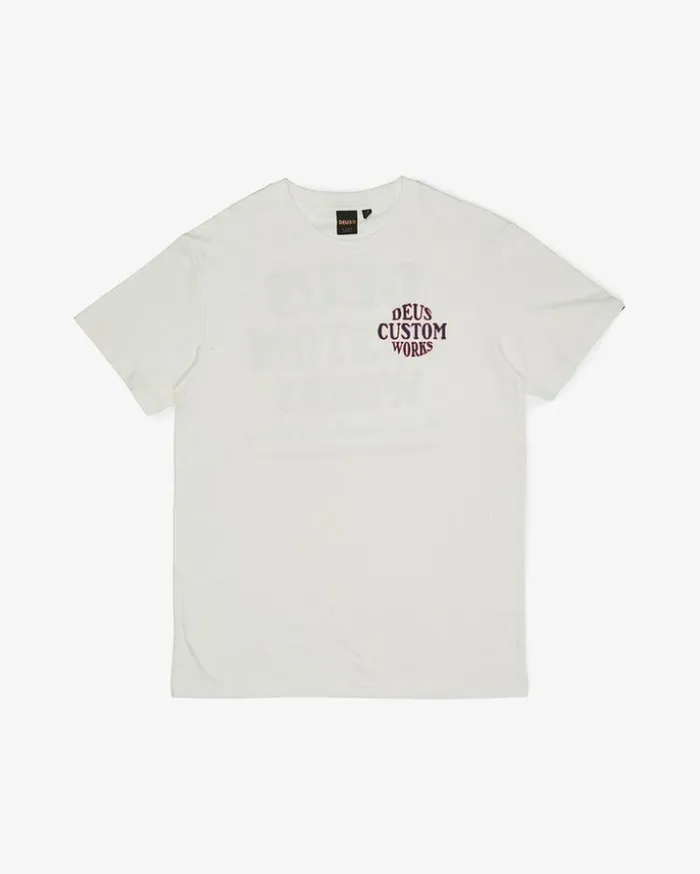 Mens Deus Ex Machina Tees Works Tee 8211 Vintage White Vintage White Mens Deus Ex Machina Tees Works Tee 8211 Vintage White Vintage White