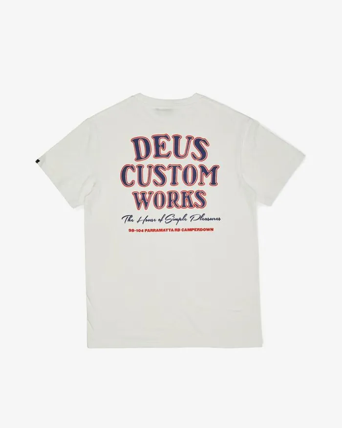 Mens Deus Ex Machina Tees Works Tee 8211 Vintage White Vintage White Mens Deus Ex Machina Tees Works Tee 8211 Vintage White Vintage White