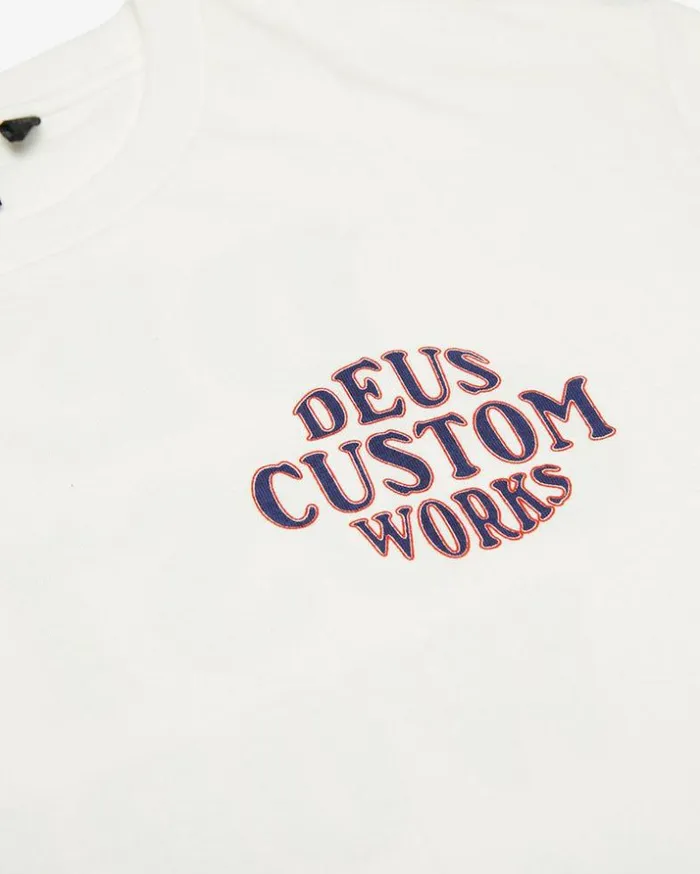 Mens Deus Ex Machina Tees Works Tee 8211 Vintage White Vintage White Mens Deus Ex Machina Tees Works Tee 8211 Vintage White Vintage White