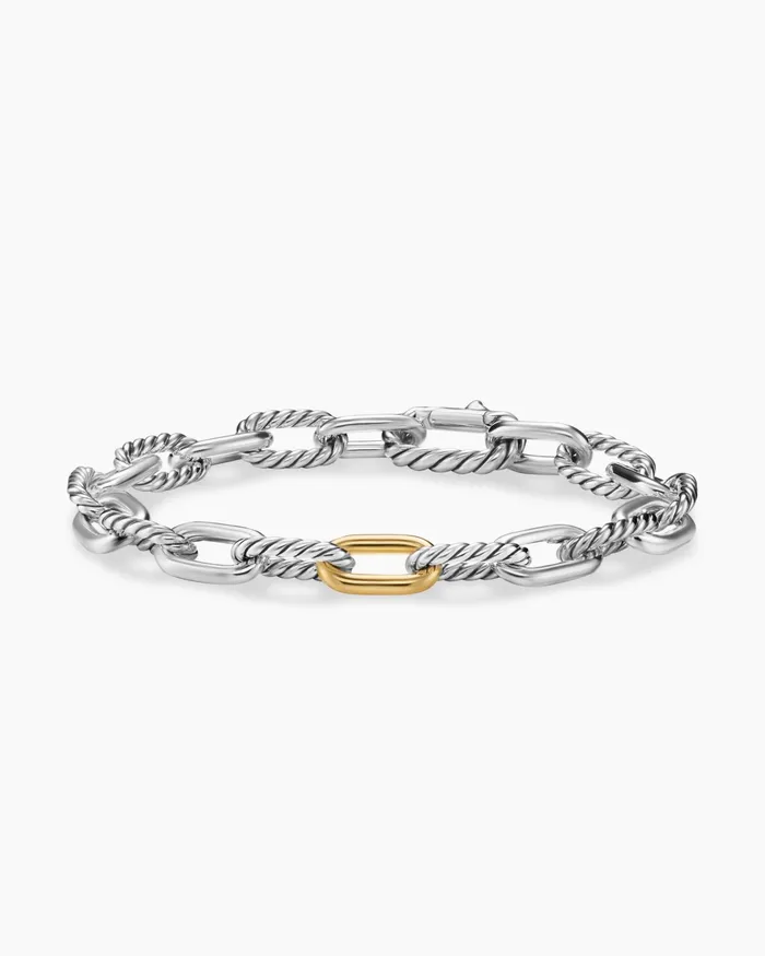 Mens DY Madison Chain Bracelet In Sterling Silver With 18K Yellow Gold 85mm Men David Yurman Chain Mens DY Madison Chain Bracelet In Sterling Silver With 18K Yellow Gold 85mm Men David Yurman Chain