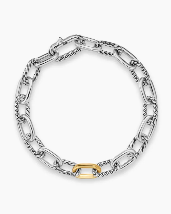 Mens DY Madison Chain Bracelet In Sterling Silver With 18K Yellow Gold 85mm Men David Yurman Chain Mens DY Madison Chain Bracelet In Sterling Silver With 18K Yellow Gold 85mm Men David Yurman Chain