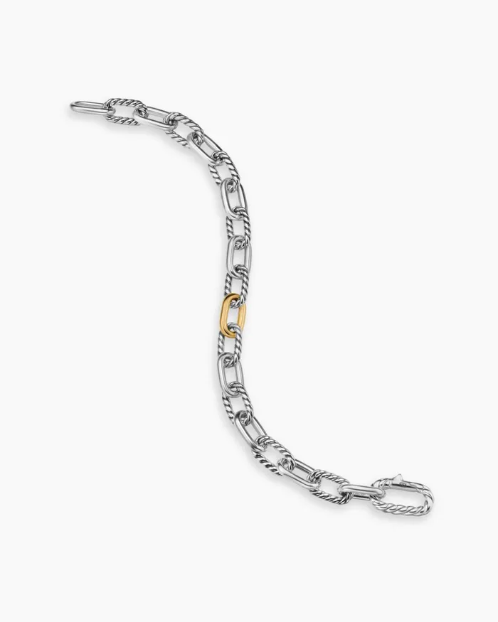 Mens DY Madison Chain Bracelet In Sterling Silver With 18K Yellow Gold 85mm Men David Yurman Chain Mens DY Madison Chain Bracelet In Sterling Silver With 18K Yellow Gold 85mm Men David Yurman Chain