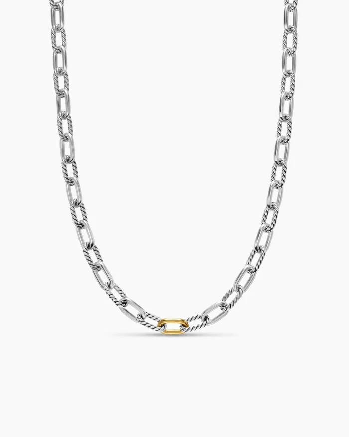 Mens DY Madison Chain Necklace In Sterling Silver With 18K Yellow Gold 85mm Men David Yurman Chains Mens DY Madison Chain Necklace In Sterling Silver With 18K Yellow Gold 85mm Men David Yurman Chains