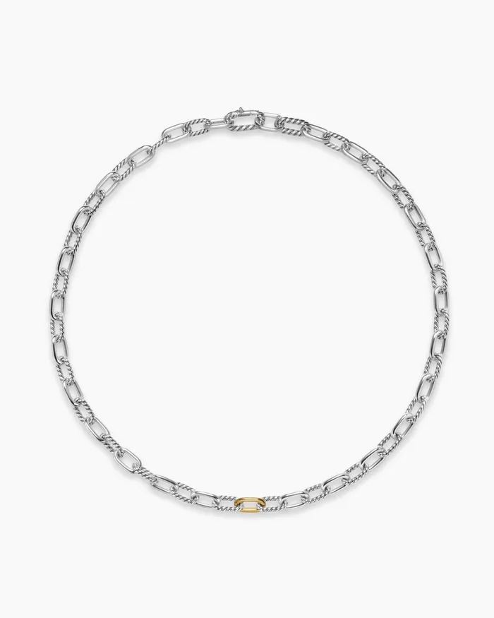 Mens DY Madison Chain Necklace In Sterling Silver With 18K Yellow Gold 85mm Men David Yurman Chains Mens DY Madison Chain Necklace In Sterling Silver With 18K Yellow Gold 85mm Men David Yurman Chains