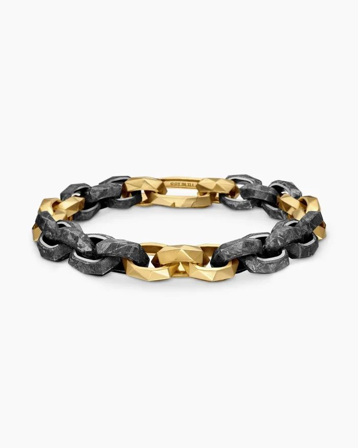 Mens Faceted Link Bracelet In 18K Yellow Gold 116mm Men David Yurman Chain
